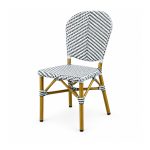 YMX-T-016 Outdoor Black and White Woven Armless Chair right 45 view