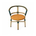 YMX-T-017 Outdoor Green-Trim Round-Back Bistro Armchair front view