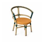 YMX-T-017 Outdoor Green-Trim Round-Back Bistro Armchair left 45 view