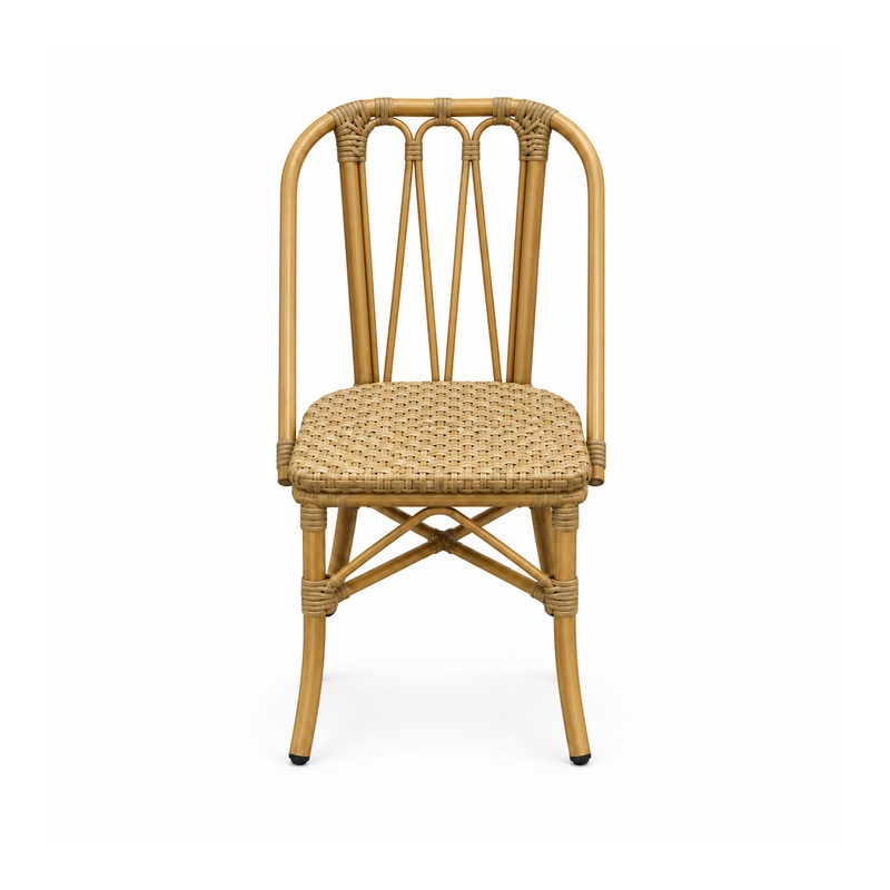 YMX-T-020 Outdoor Natural-Tone Loop-Back Bistro Chair
