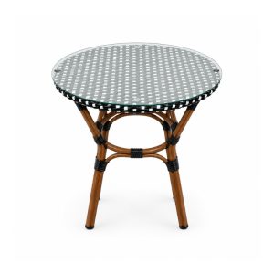 Outdoor Round Woven-Pattern Bistro Table
