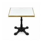 YMX-T-102 Outdoor White Square Gold-Edge Pedestal Table front view