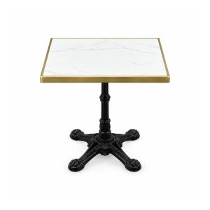 Outdoor White Square Gold-Edge Pedestal Table