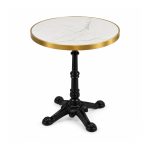 YMX-T-105 Outdoor White Round Gold-Edge Pedestal Table right 45 view