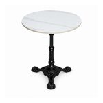 YMX-T-109 Outdoor White Round Pedestal Bistro Table front view