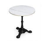 YMX-T-109 Outdoor White Round Pedestal Bistro Table left 45 view
