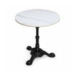 YMX-T-109 Outdoor White Round Pedestal Bistro Table right 45 view