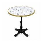 YMX-T-110 Outdoor Terrazzo-Pattern Round Gold-Edge Table front view