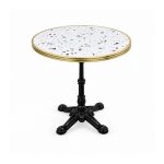 YMX-T-110 Outdoor Terrazzo-Pattern Round Gold-Edge Table left 45 view