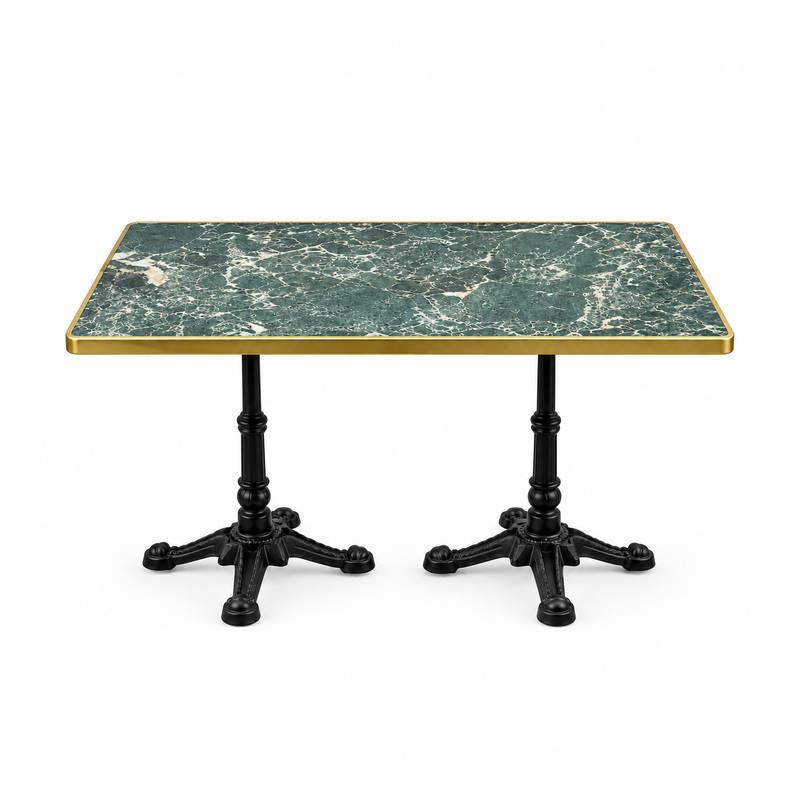 YMX-T-111 Outdoor Green Rectangular Twin-Pedestal Table