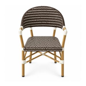 YMX-T-112 Outdoor Brown Curved-Back Woven Armchair front view