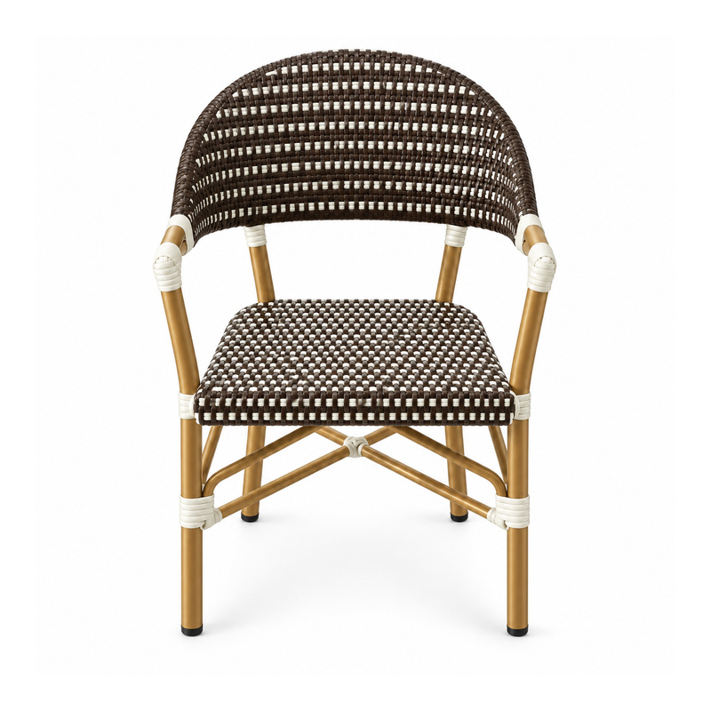 YMX-T-112 Outdoor Brown Curved-Back Woven Armchair