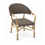 YMX-T-112 Outdoor Brown Curved-Back Woven Armchair left 45 view