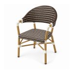 YMX-T-112 Outdoor Brown Curved-Back Woven Armchair right 45 view