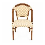 YMX-T-114 Outdoor Cream Checker Woven Bistro Chair front view