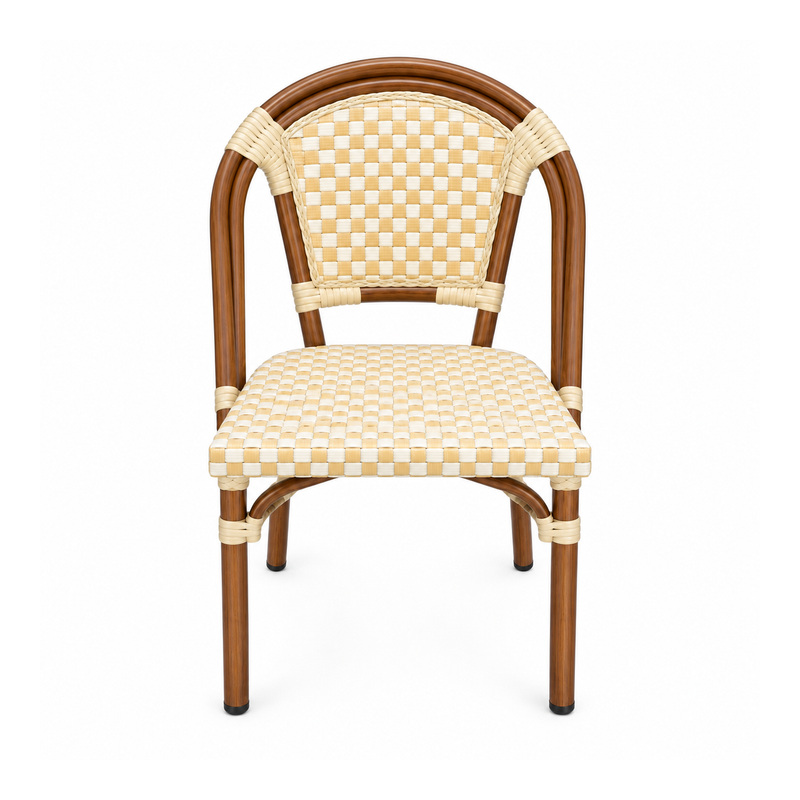 YMX-T-114 Outdoor Cream Checker Woven Bistro Chair