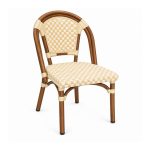 YMX-T-114 Outdoor Cream Checker Woven Bistro Chair left 45 view