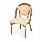 YMX-T-114 Outdoor Cream Checker Woven Bistro Chair right 45 view