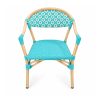 YMX-T-115 Outdoor Turquoise Patterned Bistro Armchair