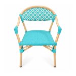YMX-T-115 Outdoor Turquoise Patterned Bistro Armchair front view
