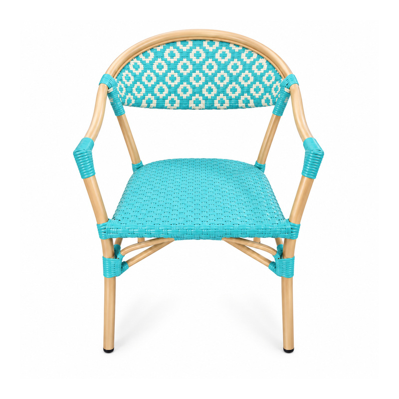 YMX-T-115 Outdoor Turquoise Patterned Bistro Armchair