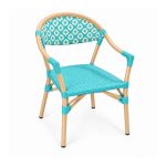 YMX-T-115 Outdoor Turquoise Patterned Bistro Armchair left 45 view