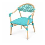 YMX-T-115 Outdoor Turquoise Patterned Bistro Armchair right 45 view