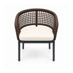YMX-T-116 Outdoor Brown Woven Cushioned Armchair front view