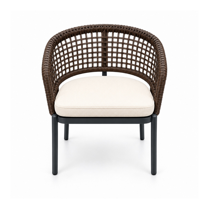 YMX-T-116 Outdoor Brown Woven Cushioned Armchair