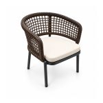 YMX-T-116 Outdoor Brown Woven Cushioned Armchair left 45 view