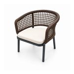 YMX-T-116 Outdoor Brown Woven Cushioned Armchair right 45 view