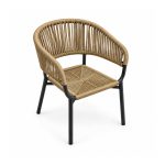 YMX-T-117 Outdoor Tan Rope-Woven Armchair left 45 view