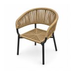 YMX-T-117 Outdoor Tan Rope-Woven Armchair right 45 view