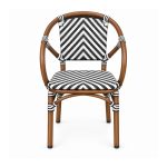 YMX-T-119 Outdoor Black and White Chevron Loop-Back Armchair front view