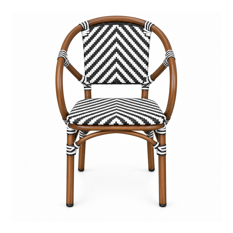 YMX-T-119 Outdoor Black and White Chevron Loop-Back Armchair