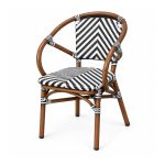 YMX-T-119 Outdoor Black and White Chevron Loop-Back Armchair left 45 view