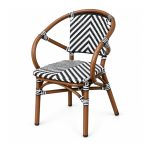 YMX-T-119 Outdoor Black and White Chevron Loop-Back Armchair right 45 view