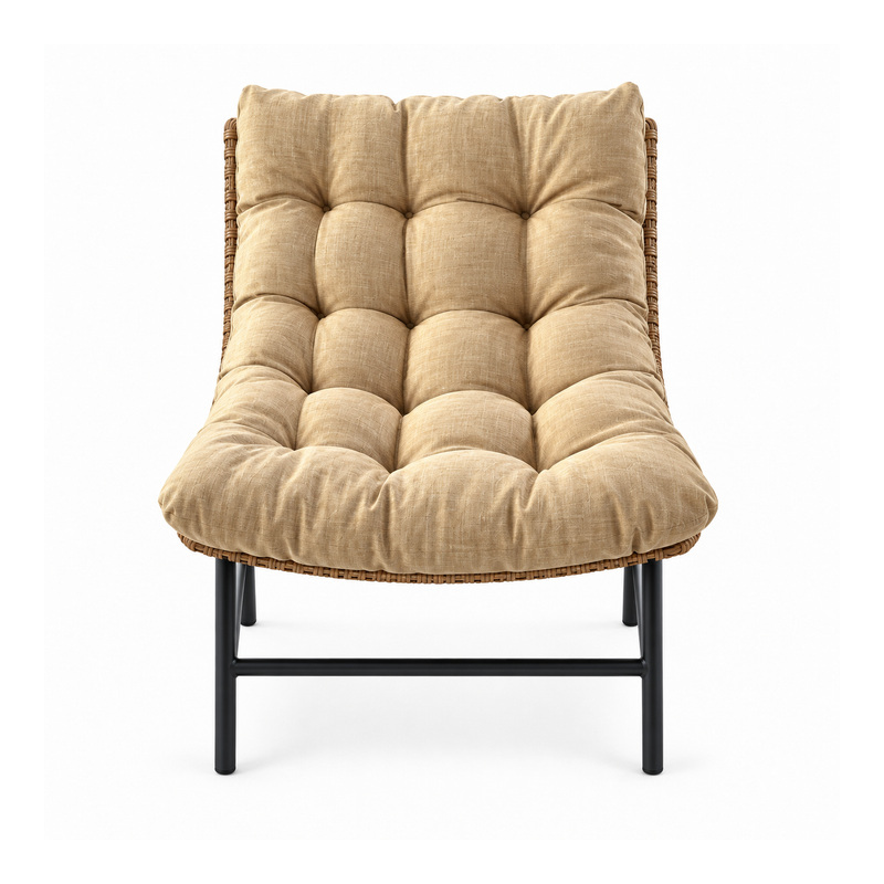 YMX-T-121 Outdoor Beige Tufted-Cushion Lounge Chair