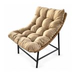 YMX-T-121 Outdoor Beige Tufted-Cushion Lounge Chair right 45 view