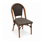 YMX-W-003 Outdoor Armless Oval-Back Mesh Bistro Chair left 45 view