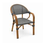 YMX-W-006 Outdoor Rounded Mesh Bistro Armchair left 45 view