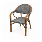 YMX-W-006 Outdoor Rounded Mesh Bistro Armchair right 45 view