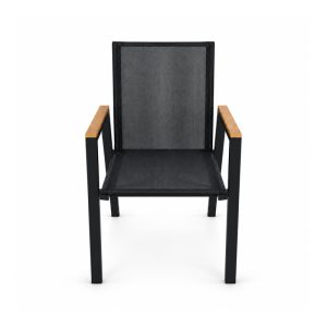 YMX-W-009 Outdoor Black Rectangular Mesh Armchair front view