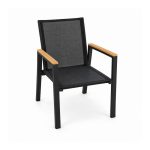 YMX-W-009 Outdoor Black Rectangular Mesh Armchair left 45 view