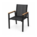 YMX-W-009 Outdoor Black Rectangular Mesh Armchair right 45 view