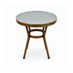 YMX-W-101 Outdoor Round Glass-Top Bistro Table front view