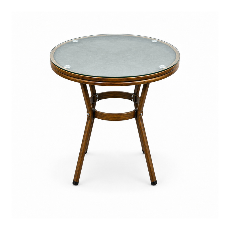 YMX-W-101 Outdoor Round Glass-Top Bistro Table