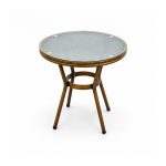YMX-W-101 Outdoor Round Glass-Top Bistro Table left 45 view