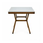 YMX-W-104 Outdoor Square Glass-Top Bistro Table front view