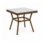 YMX-W-104 Outdoor Square Glass-Top Bistro Table left 45 view